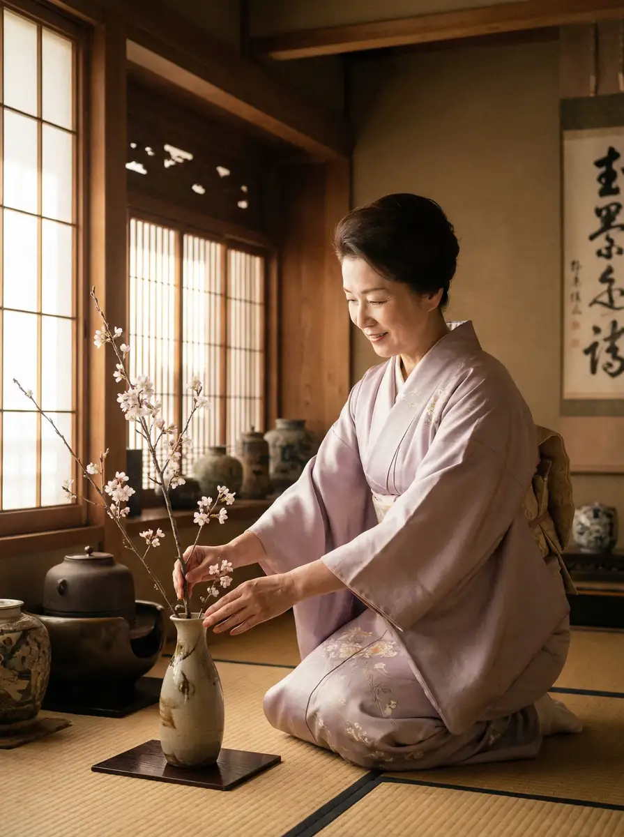 一位优雅的 御梦子-优质动漫作品|官方资源|免费提供 在和室中插花